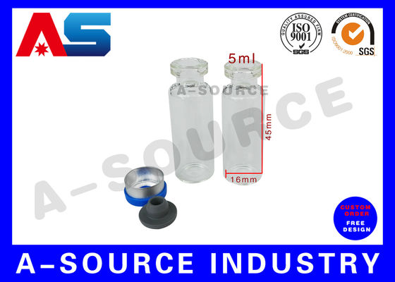 ویال شیشه ای 5 میلی لیتری، ویال های شیشه ای کوچک با درپوش لاستیکی و درپوش آلومینیومی پلاستیکی 13# برای پپتید / سارم