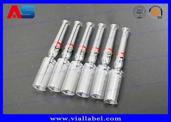 شیشه رنگ شفاف شفاف 1ml / 3ml / 5ml آمپول با حلقه های تزئینی
