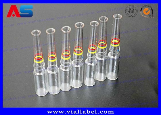 شیشه رنگ شفاف شفاف 1ml / 3ml / 5ml آمپول با حلقه های تزئینی