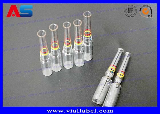 شیشه رنگ شفاف شفاف 1ml / 3ml / 5ml آمپول با حلقه های تزئینی