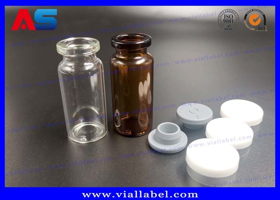 Pharmacy Oils / Liquids Storage Glass Vial With Flip Off Caps Gold Aluminum Cap