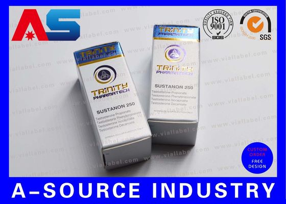 فویل آبی فنجان شیشه ای و شیشه ای وانیل با جعبه های کاغذی بطری 10 میلی لیتر با طرح ترتیبی Pharmatech